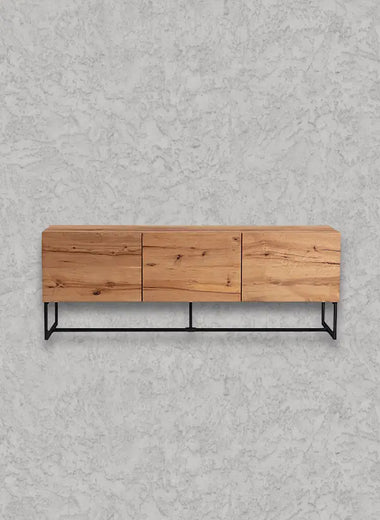 Baileys 3 Door Solid Oak Low Line Buffet TV Unit