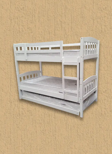 Maryl Single Bunk Bed with Trundle White